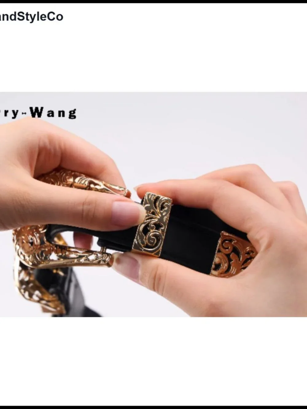 Vintage Western Double Buckle Belt with Elastic Waist, Gold Buckle